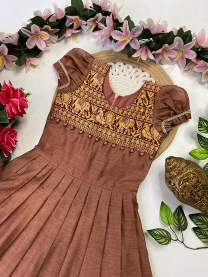 Kids Narayapet silk pattu gowns