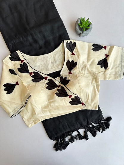 Khadi cotton with  stitched blouse