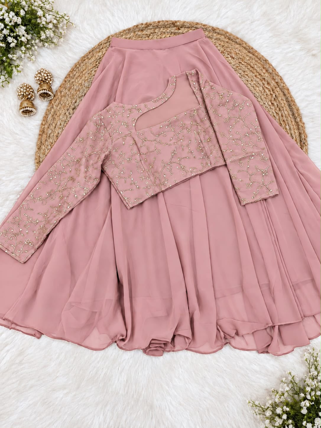 Crop top style (Anarakali ) gown stylish work sets