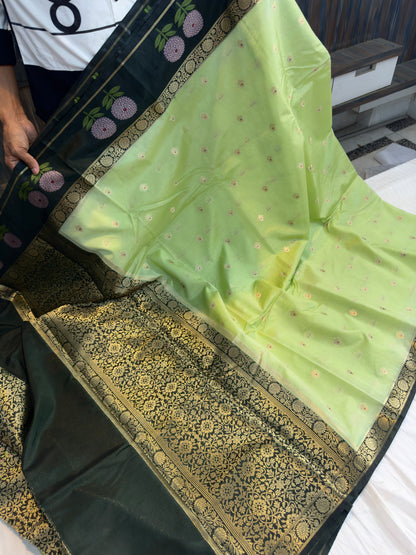 Banarasi  dyebl pure viscose silk fabric saree