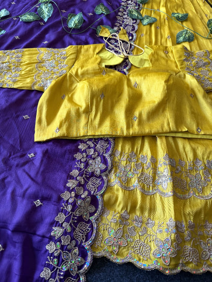 Bloom viscose tissue Designer lehenga