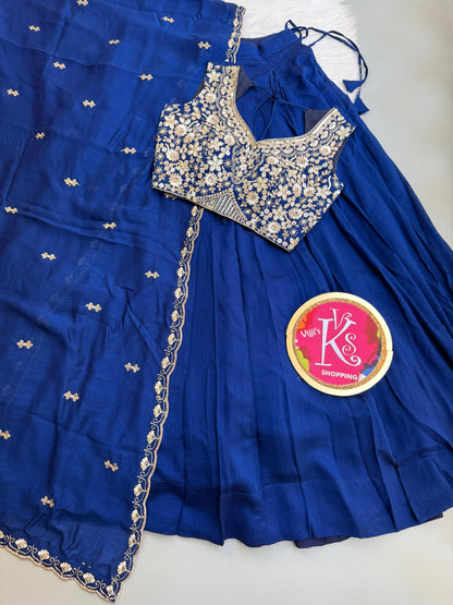 Kashmiri dream blue Designer Lehenga