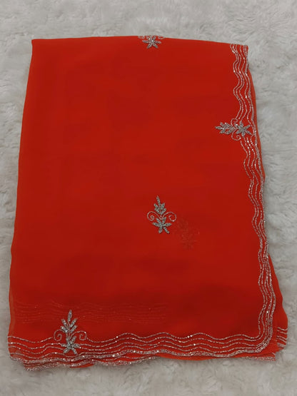 Georgette fancy kardhana trending work sarees