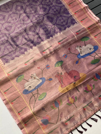 Paithani Kota Bandhej Saree with Stitched Blouse