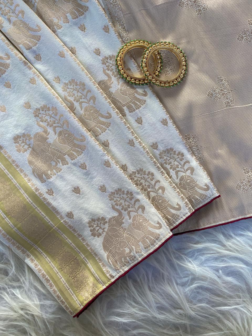 Semi  pattu Kanchipuram Dola silk weaving Sarees
