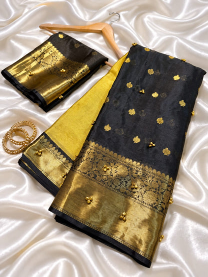 Banarasi katan tissue half half budget saree