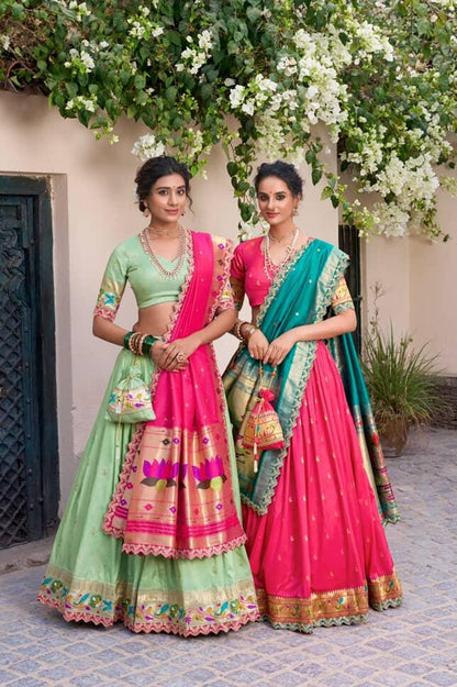 Vichitra Silk Kalmkari print Lehengas