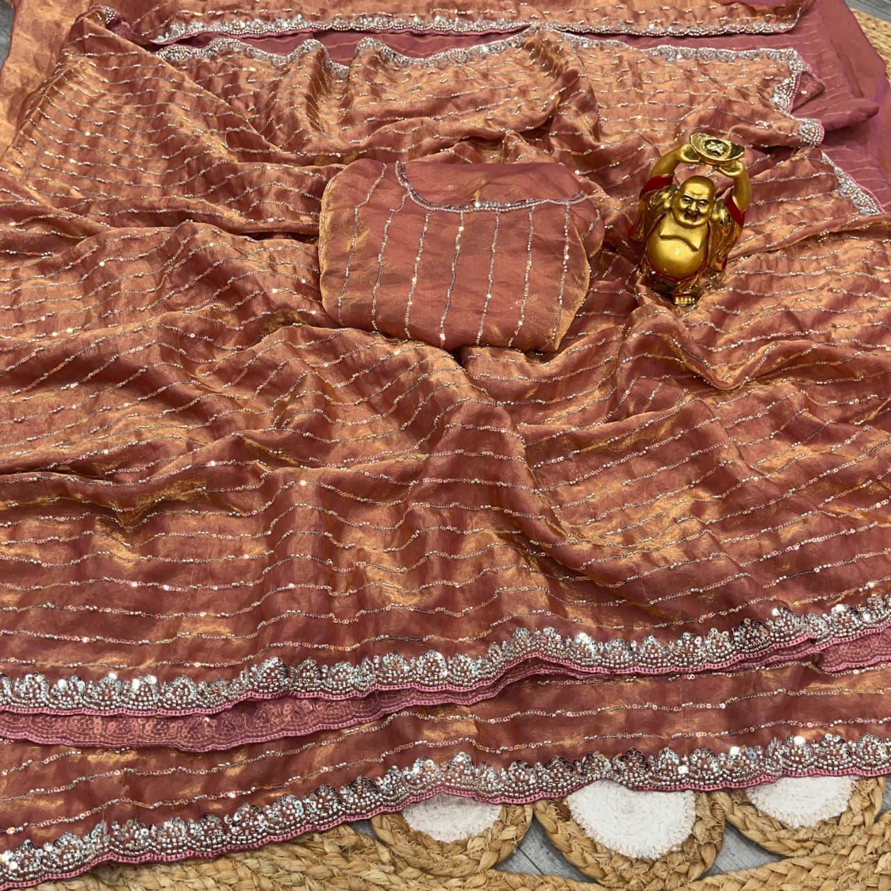 Space silk Luxurious Handwork Glam saree