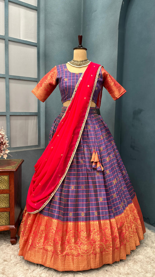 Khushi Kapoor Kanjivaram checks Lehenga set