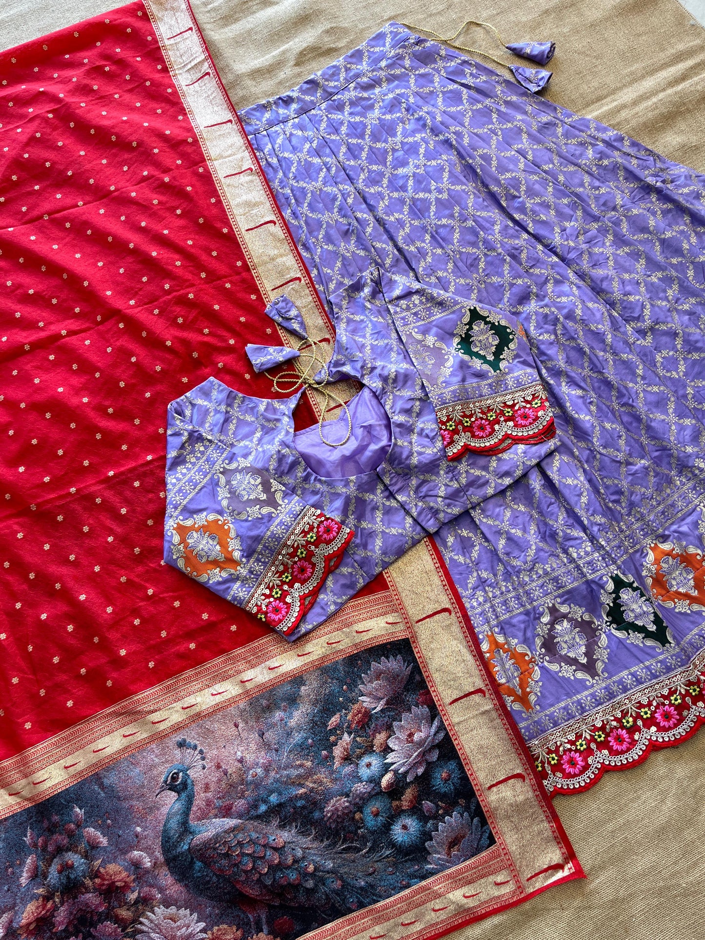 Silk Lehenga with stiched blouse