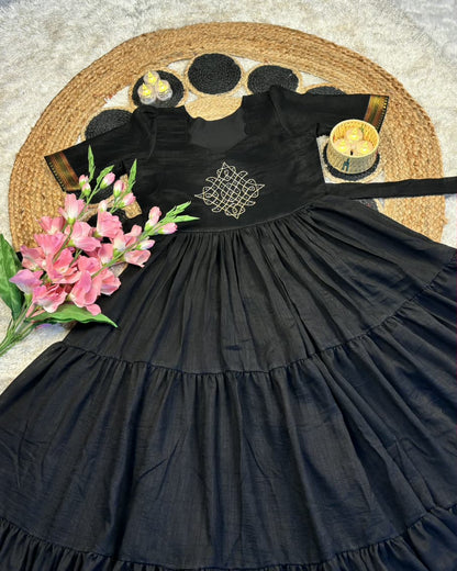 Café blooming vichitra silk gowns