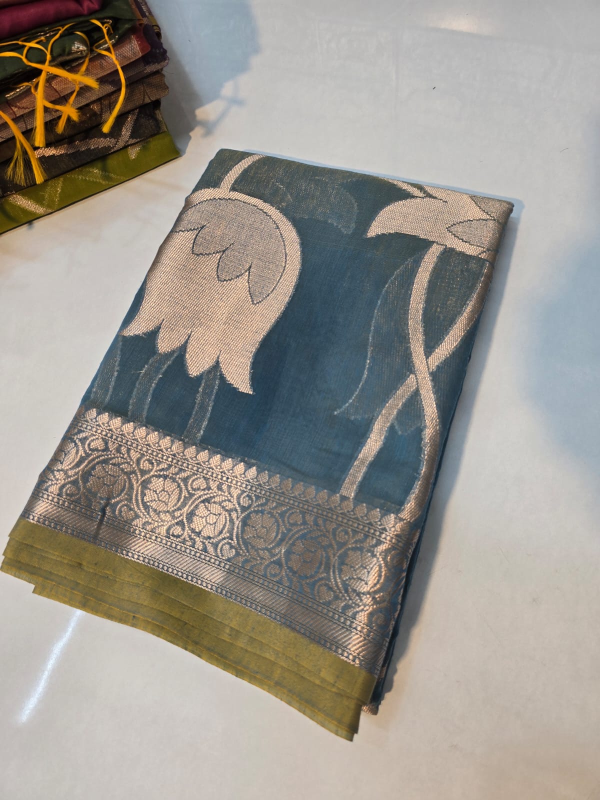 Banarasi mul cotton silk jaal pattern sarees