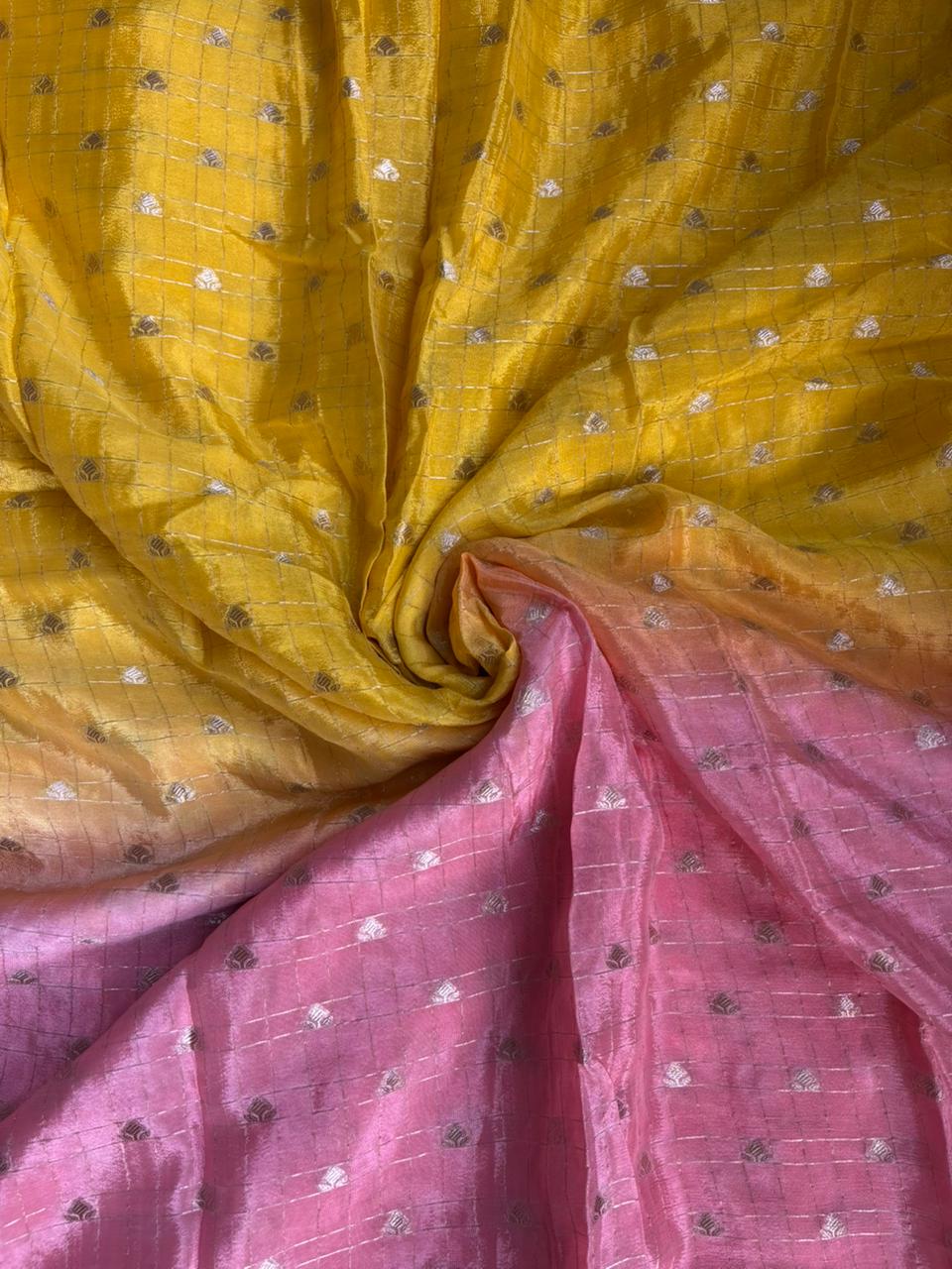 2d shade vintage Chinnon saree with Bandhani  style