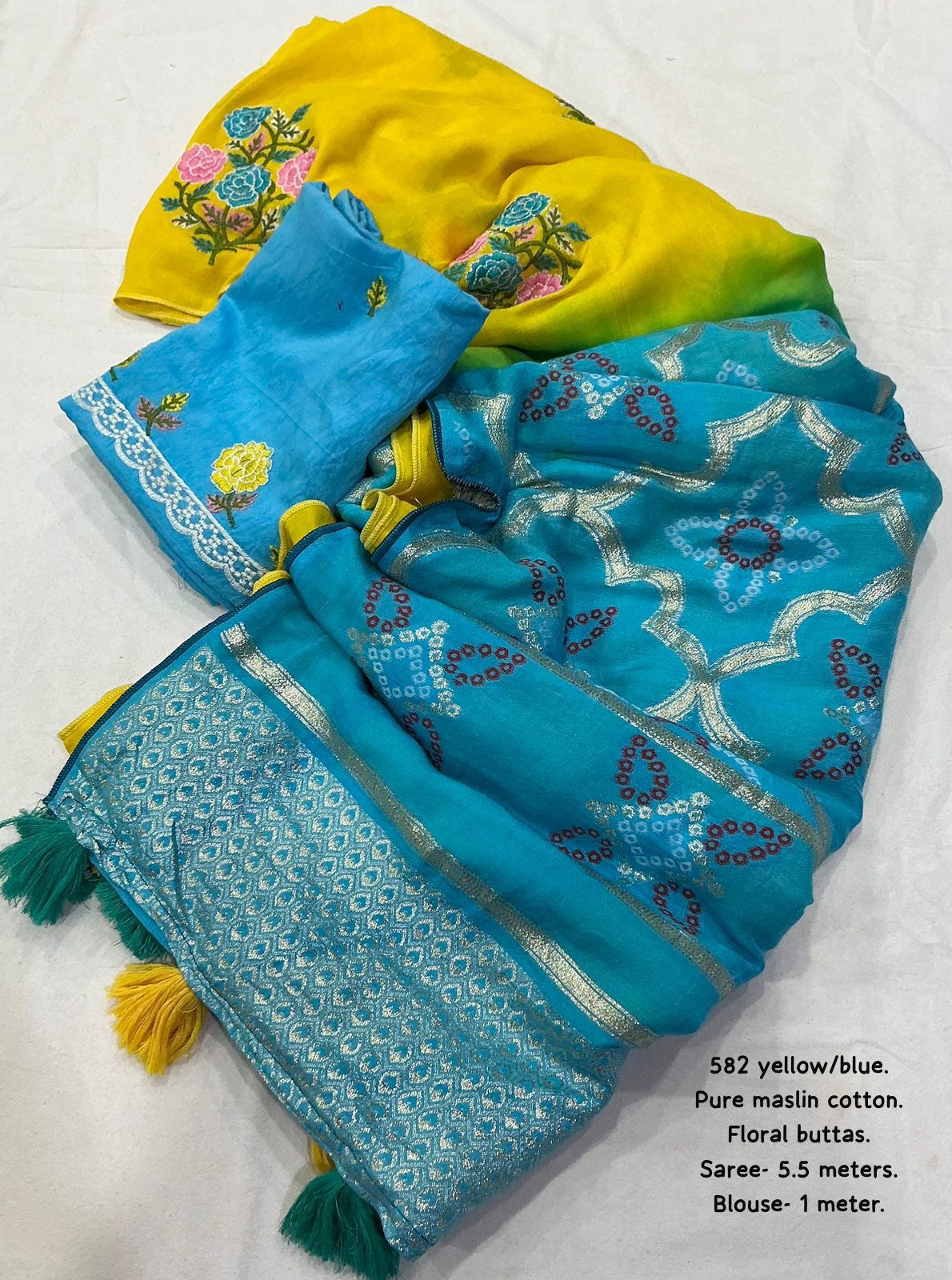 Budget maslin   cotton  saree with embroidery pattu