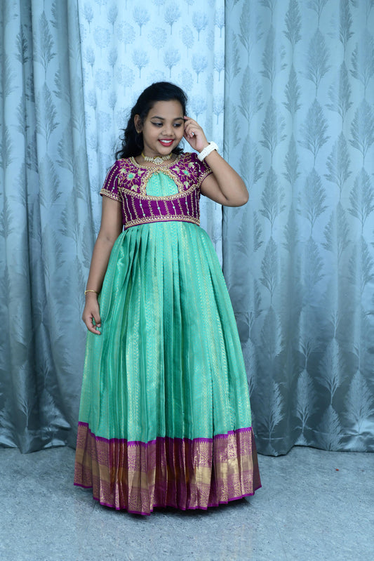 Kids festival pure maggam semi Kanchipuram set
