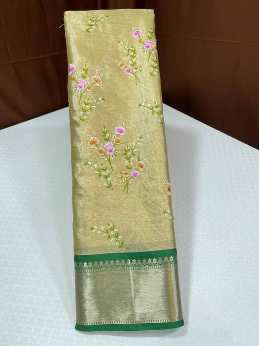 Classic  Embroidery Khas tissue  Sarees