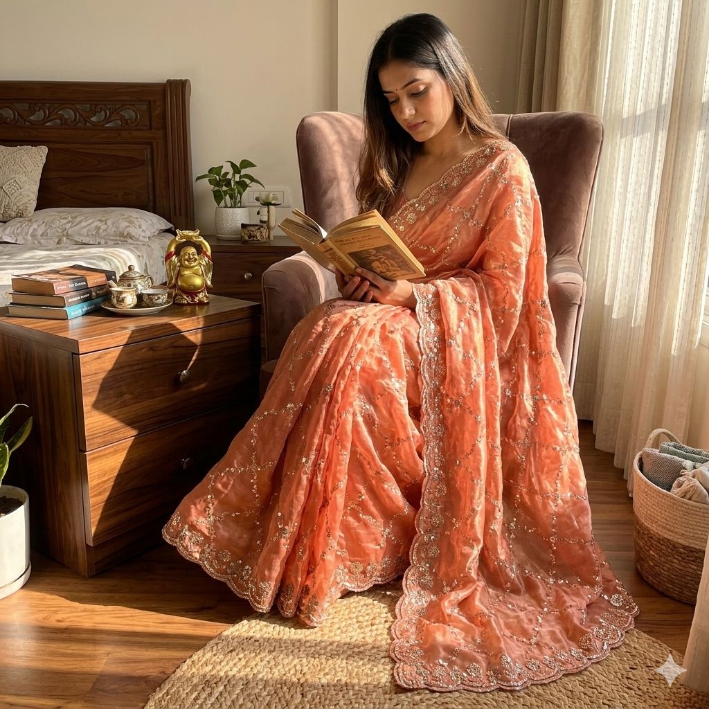 Luxe grand party beeds work velvet shine saree