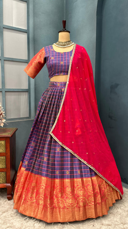 Khushi Kapoor Kanjivaram checks Lehenga set