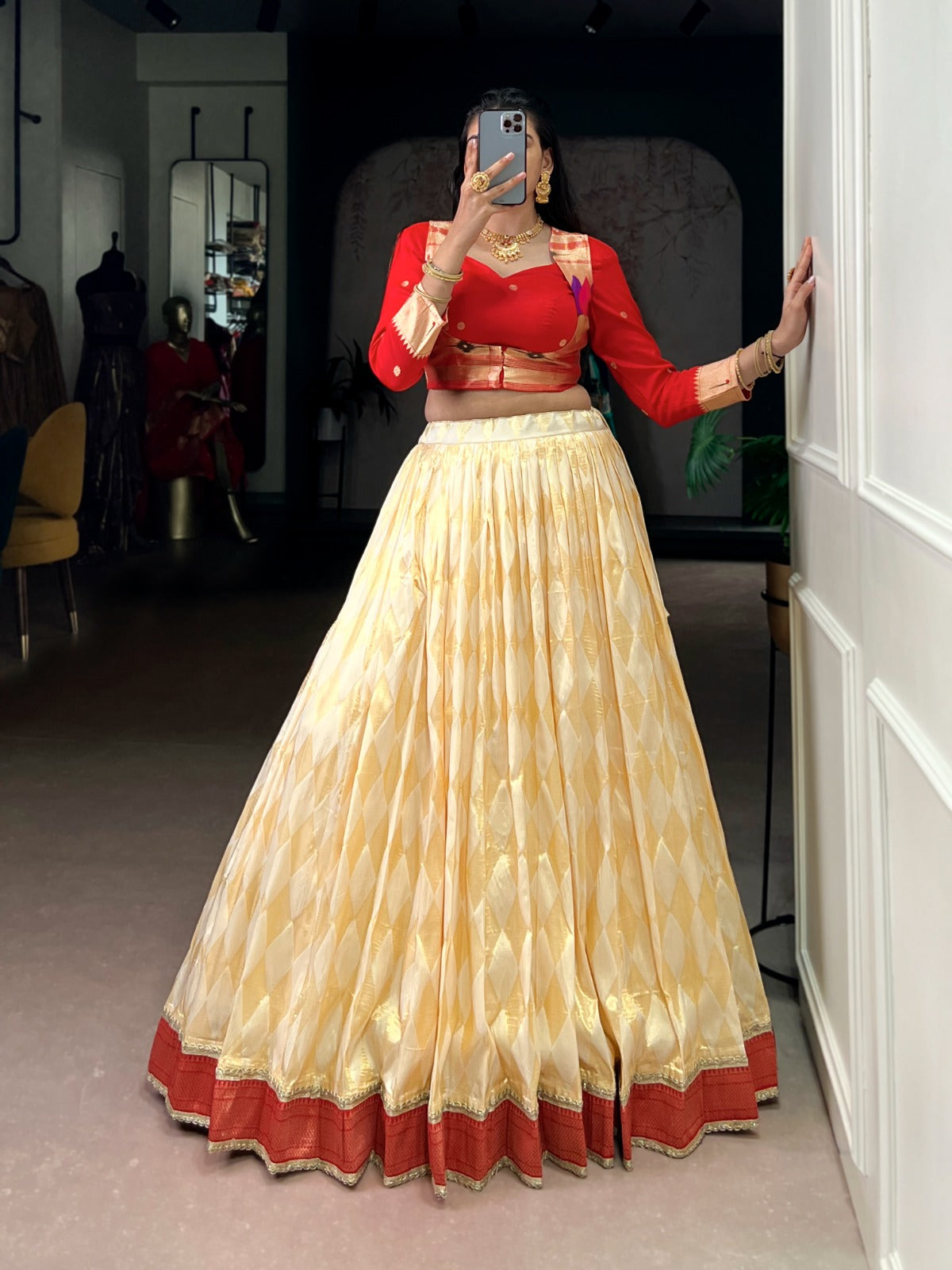 Paithani Duo zari weaving co-ord set  lehenga