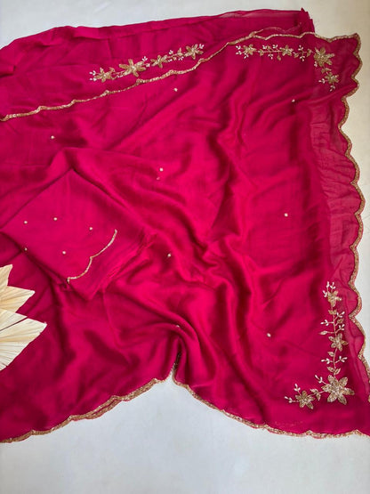 Soft Trend rangoli crush saree with  stitched blouse