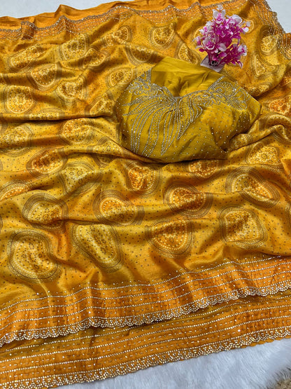 luxurious and glamorous trending hand work saree