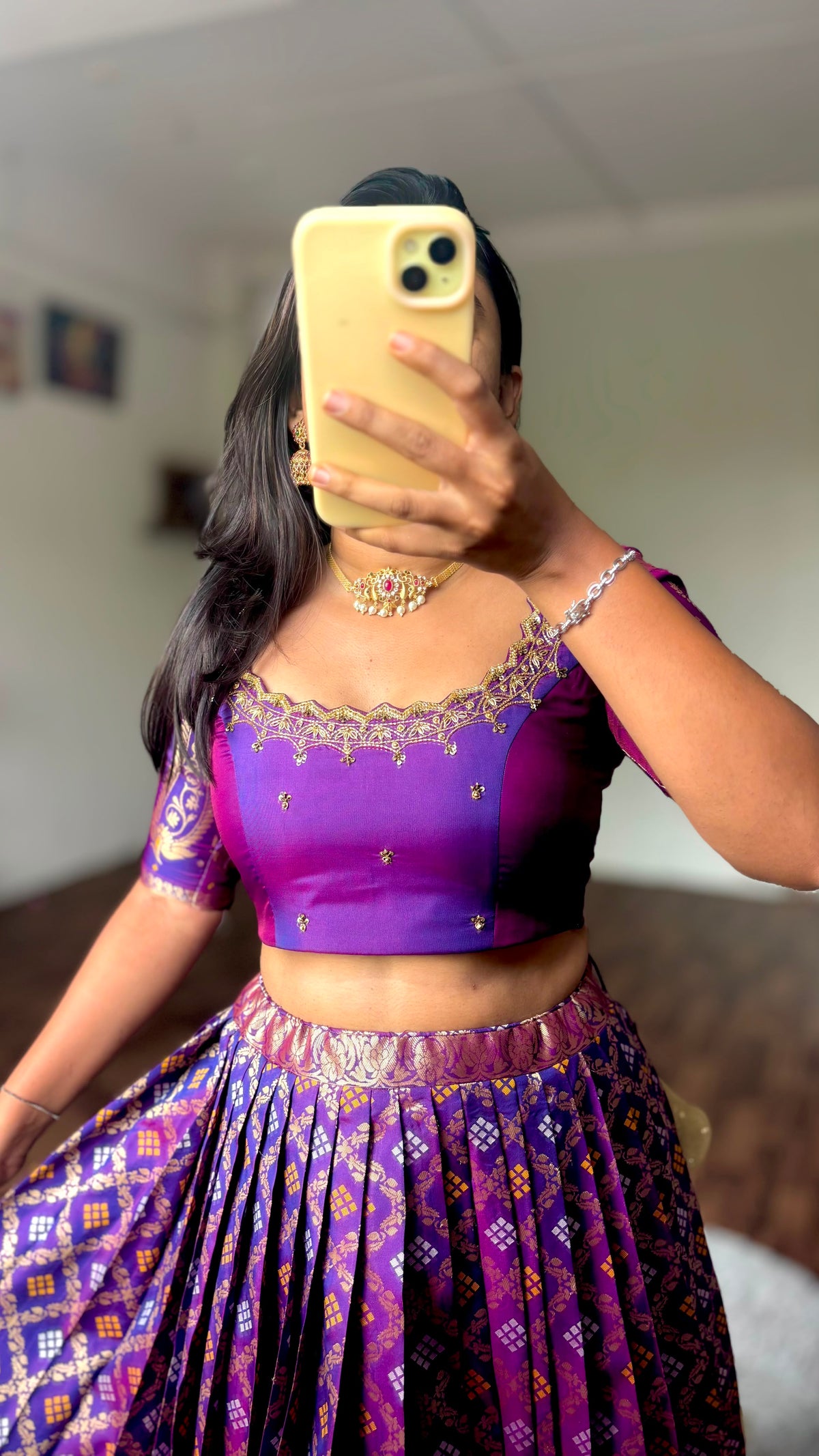 Maggam work indo western style lehenga