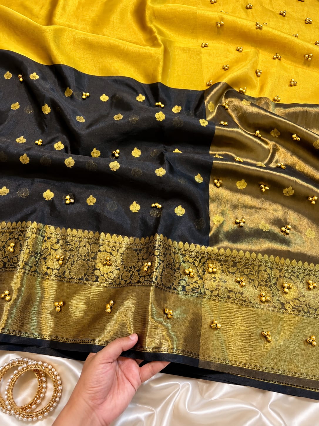 Banarasi katan tissue half half budget saree