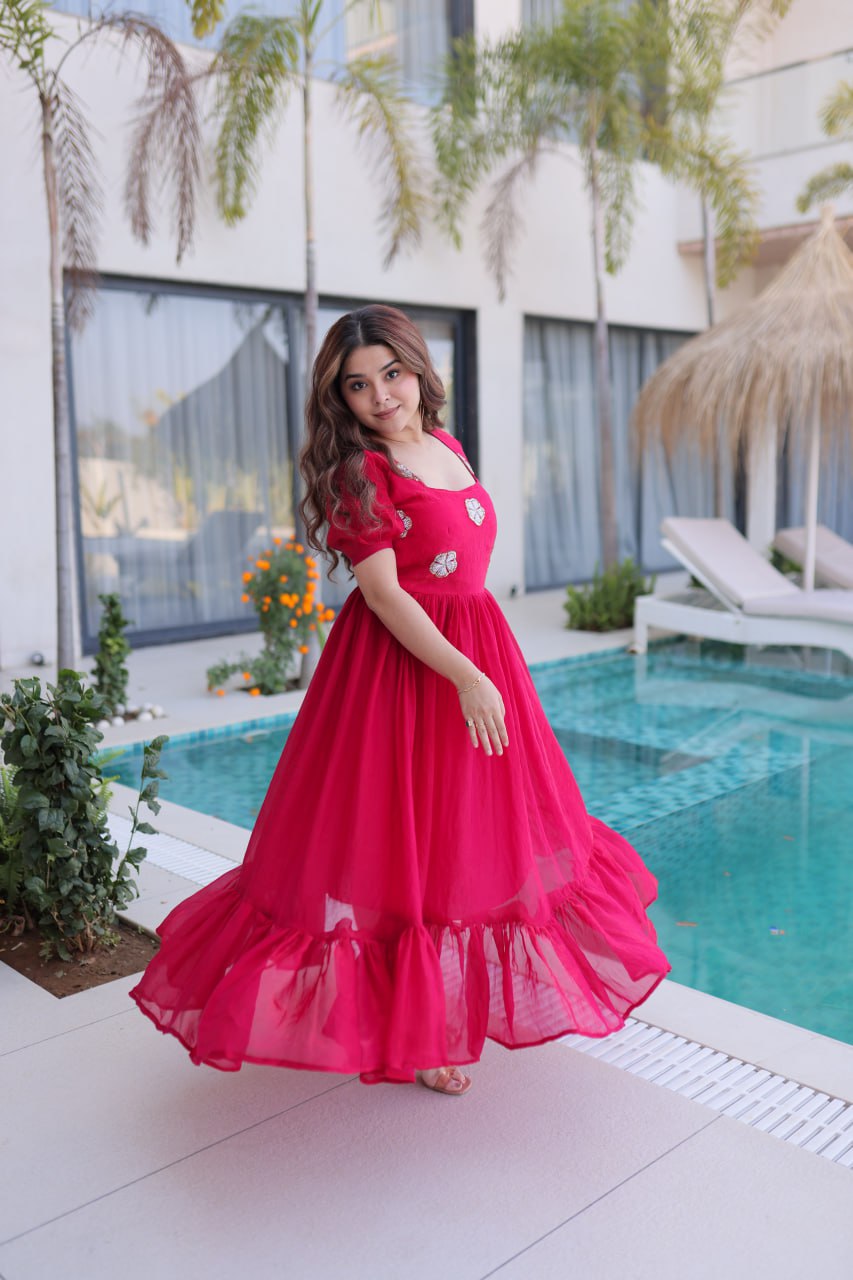 Fendi silk beads embroidery gowns