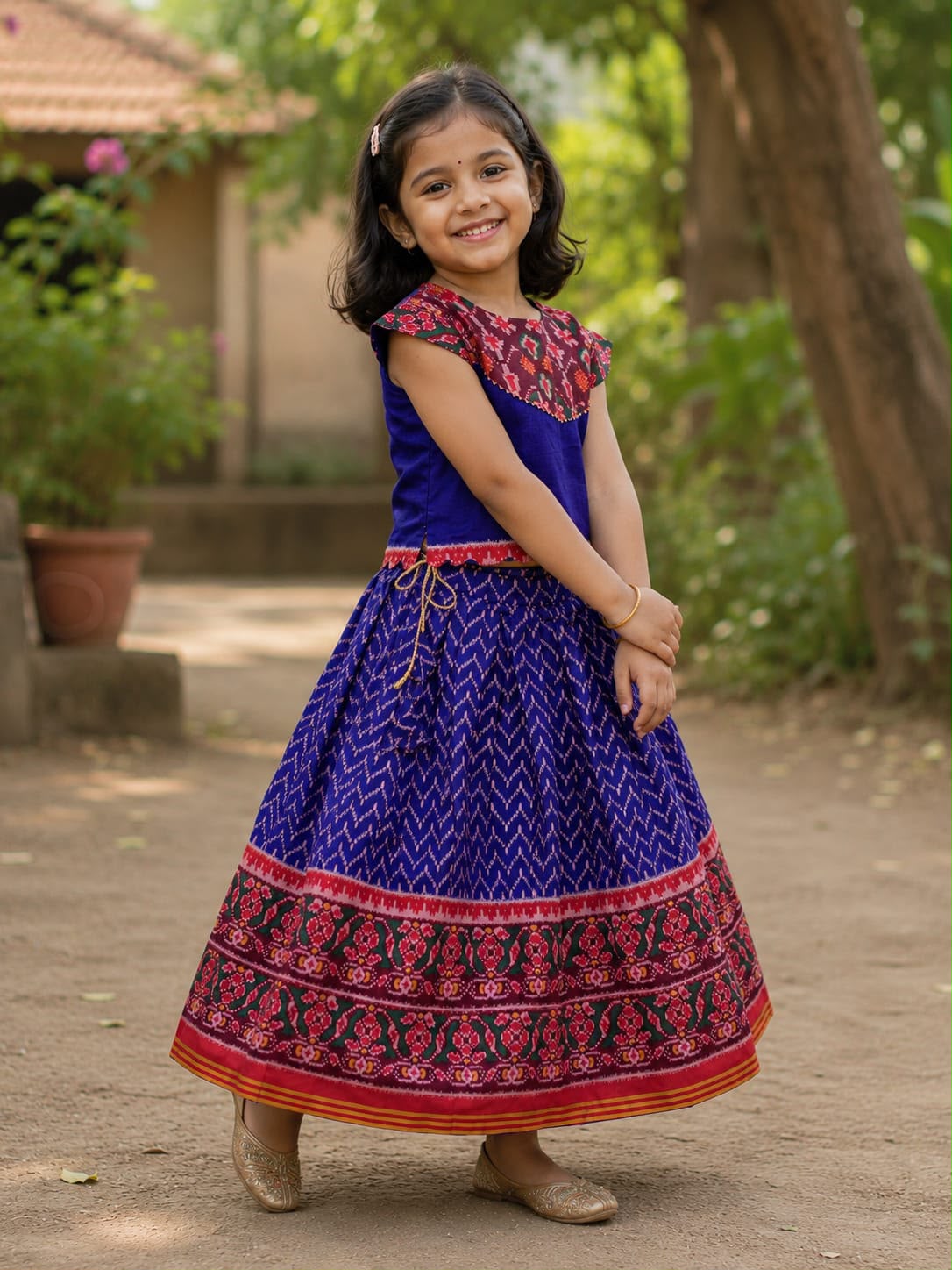 Patola silk blend cute kids skirts