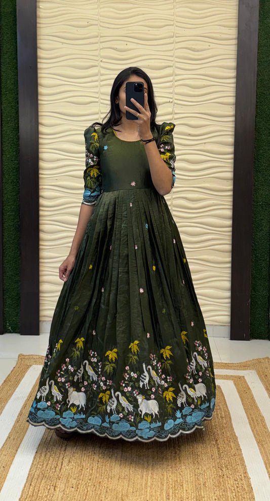 Soft crush pichwai classic gowns