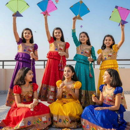 Kids cute paithani temple wear sets