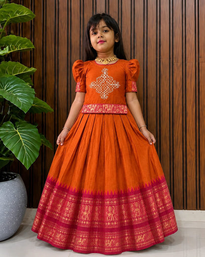 Kollam design cute kids lehenga
