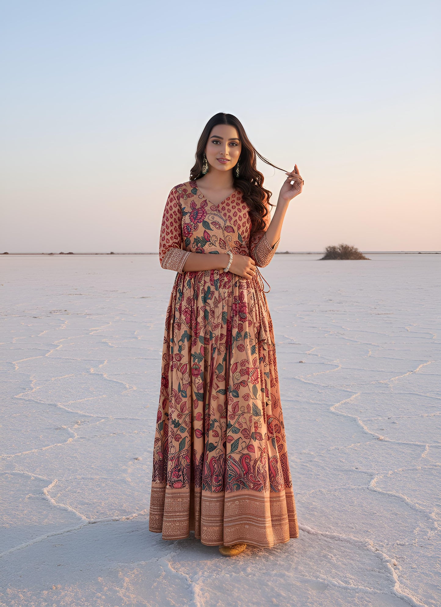 Kalamkari Print Anarkali Gowns