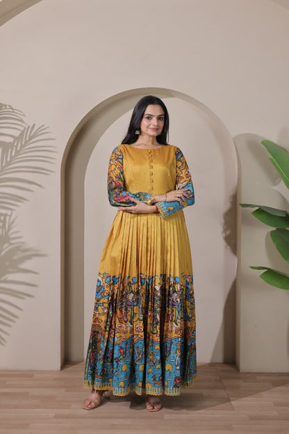 Elegant  PenKalamkari  Desginer Long Anarkali gowns