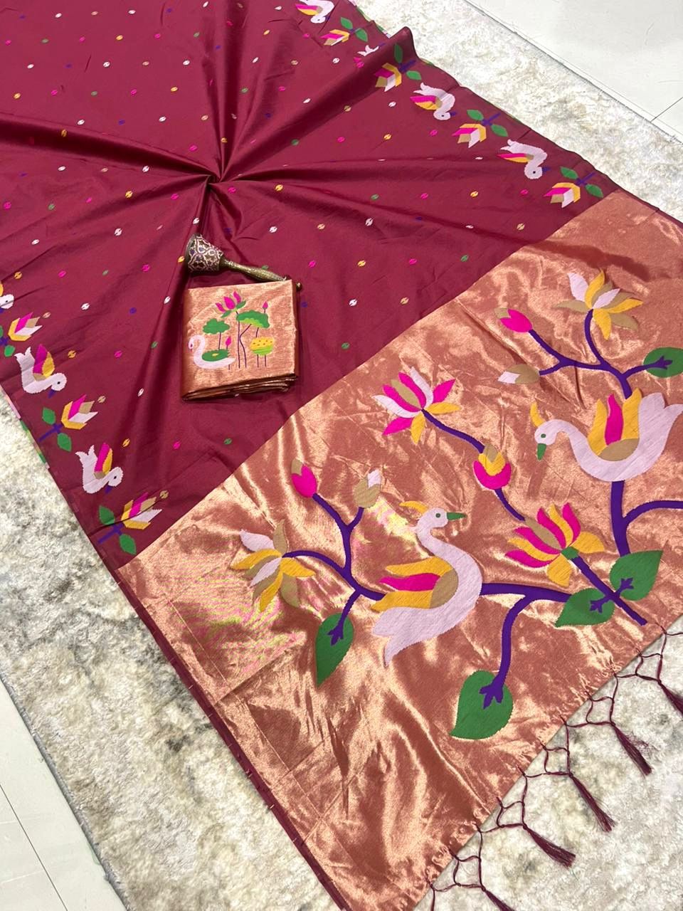 Khadi row silk vintage style zari saree