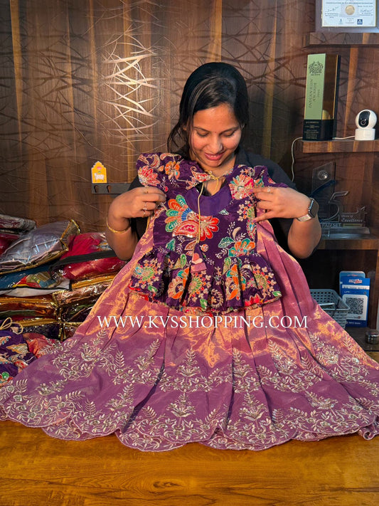 Kids south tissue soft cute crop top style lehenga