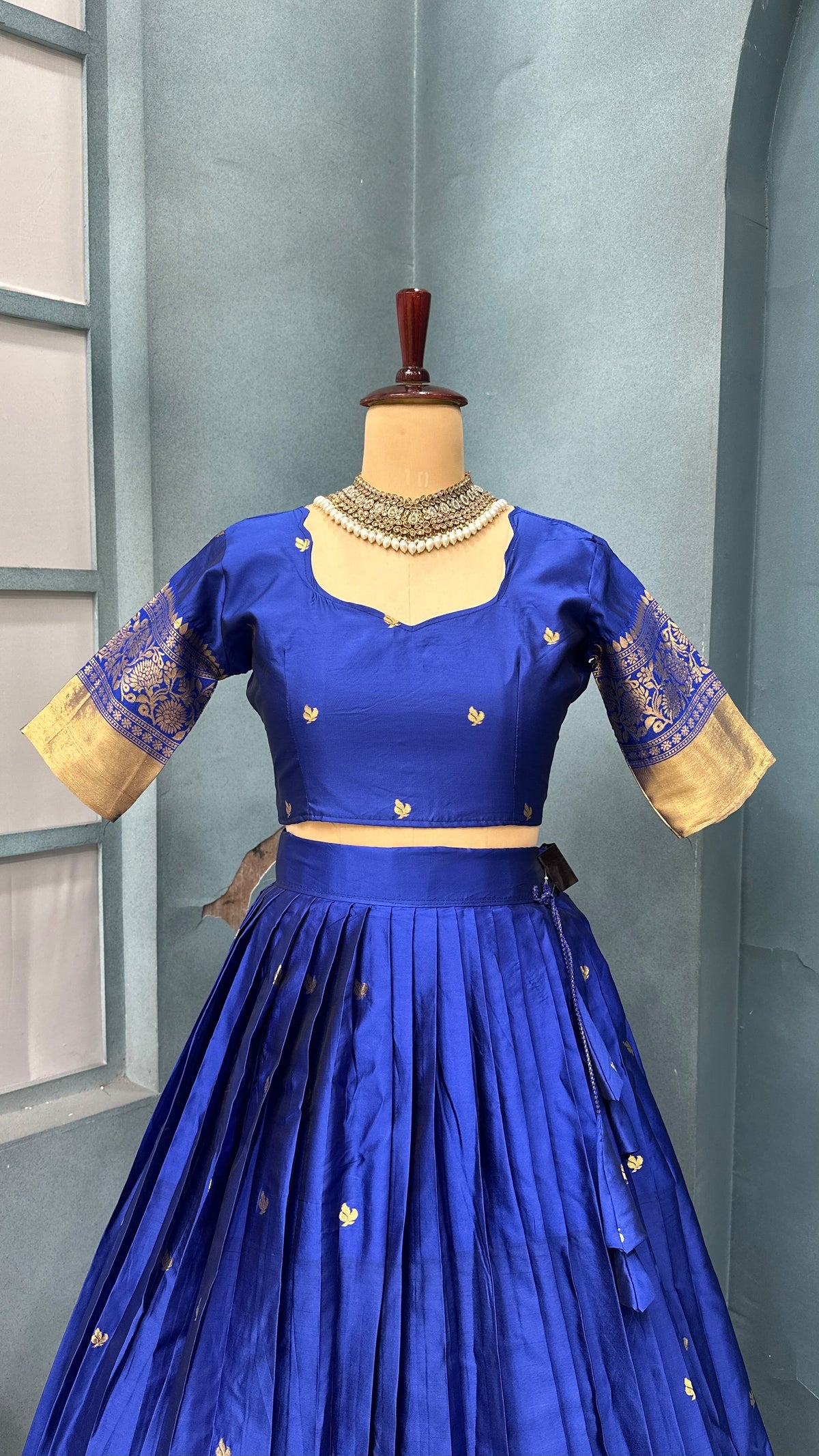 Kanchipattu  silk full stitched Lehenga blooming rangoli designer lehenga