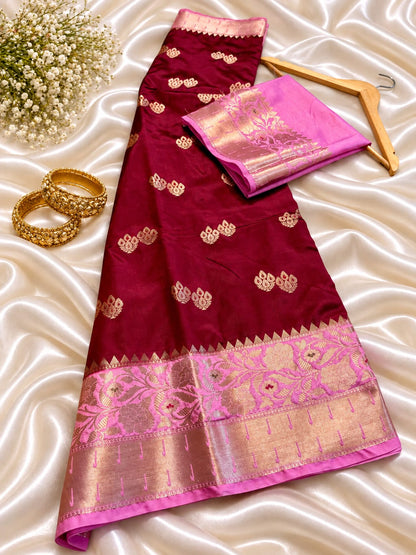 Juhmki series Banarasi katan soft silk sarees