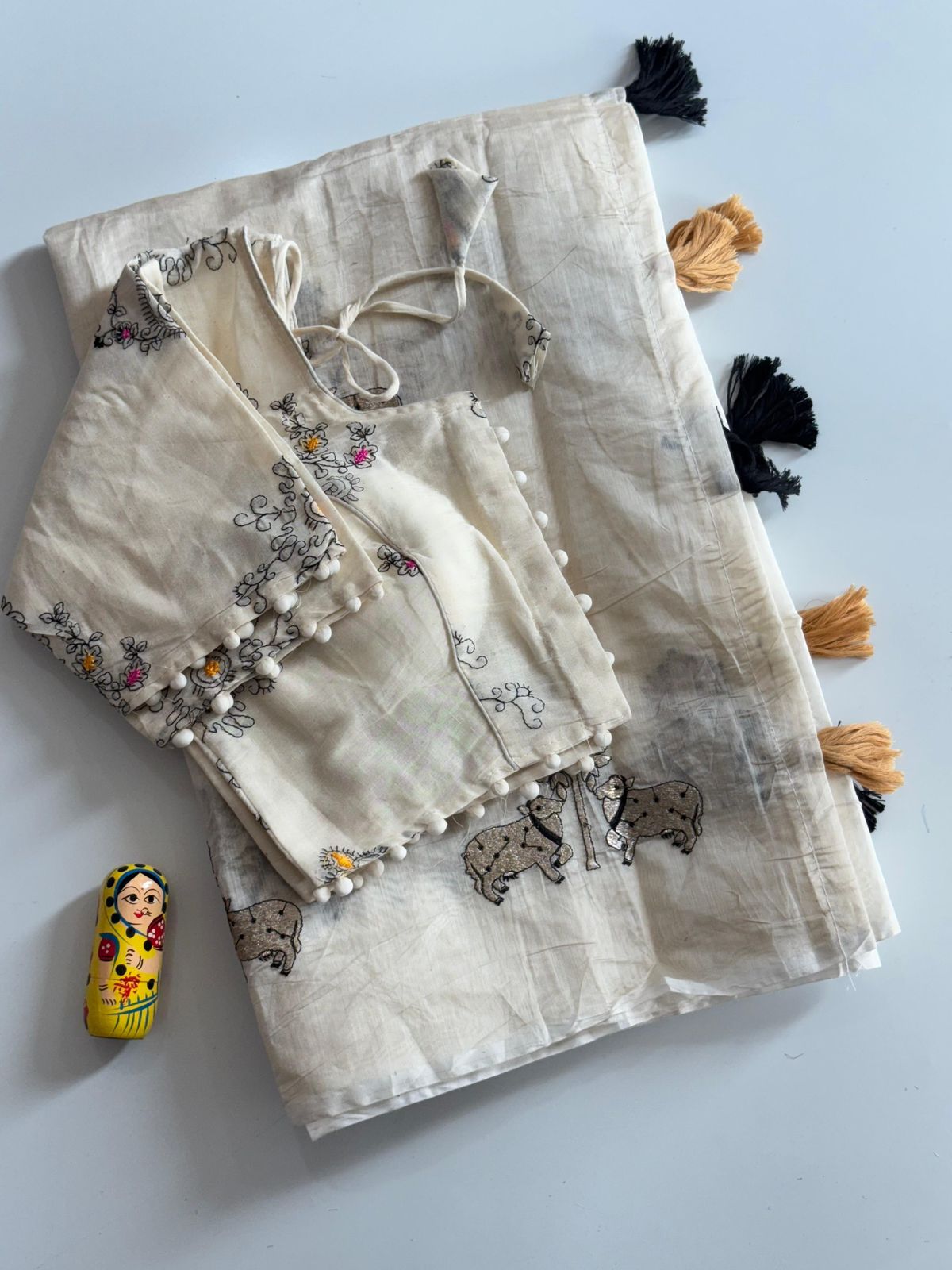 Chanderi Saree with Stitched Blouse
