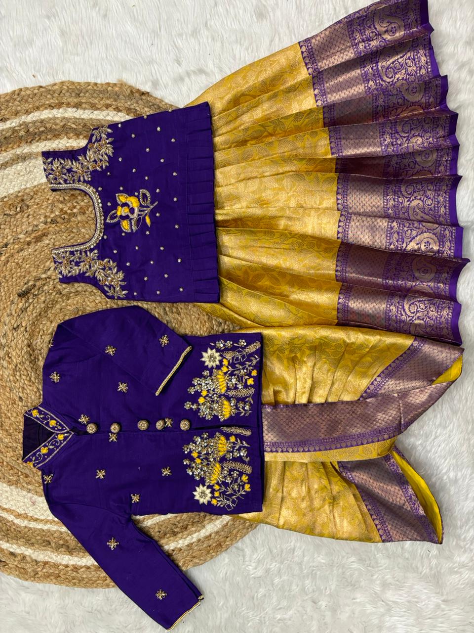 Kids special brother and sister combo with kurta sets Maggam