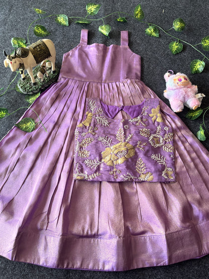 Kids tissue frock with coat model 2 in one