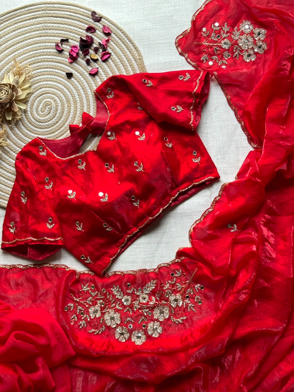 Redrose trendy saree with stitched blouse