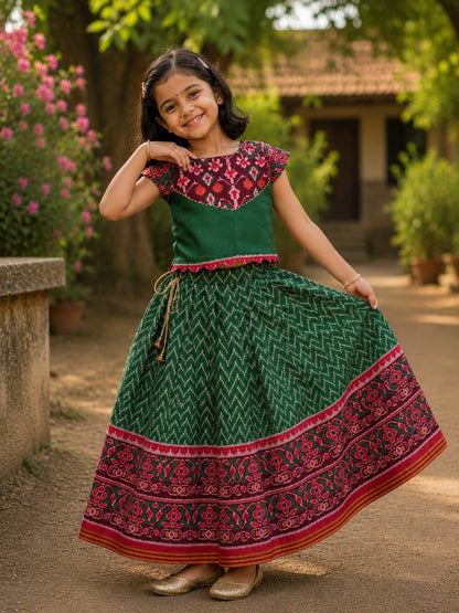Patola silk blend cute kids skirts
