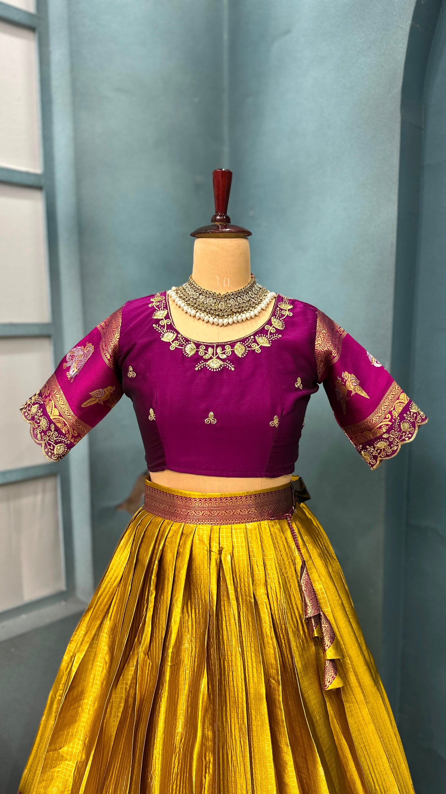 Kanjivaram silk Designer jacquard embroidery lehenga sets