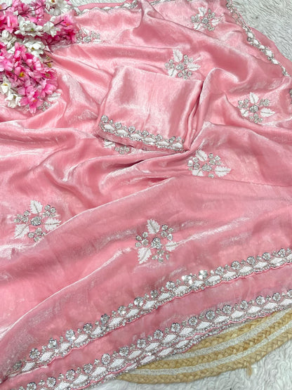 Partywear Fendy Satin saree Luxe Beads