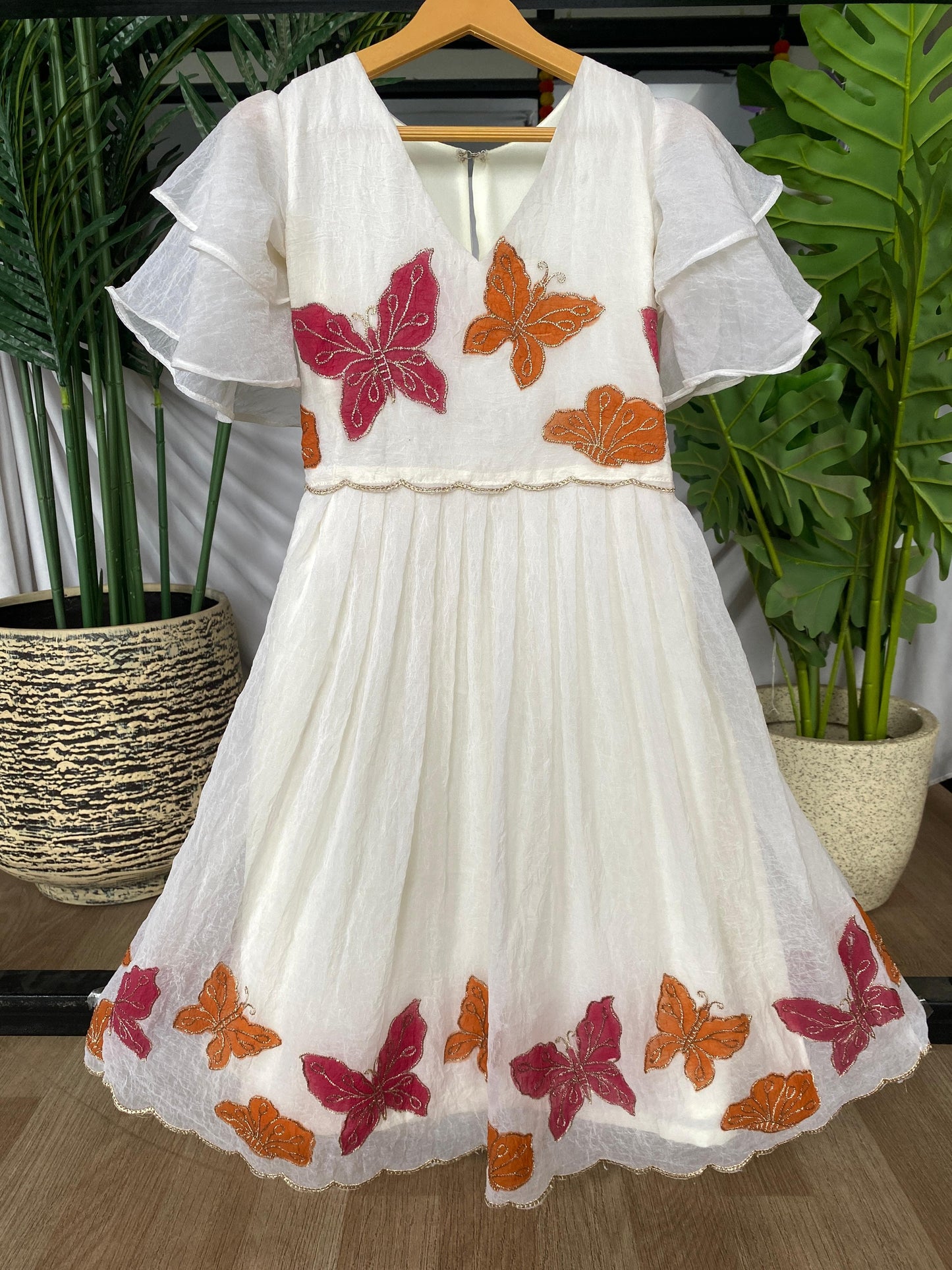 Kids White Dreamy butterfly gown ✨