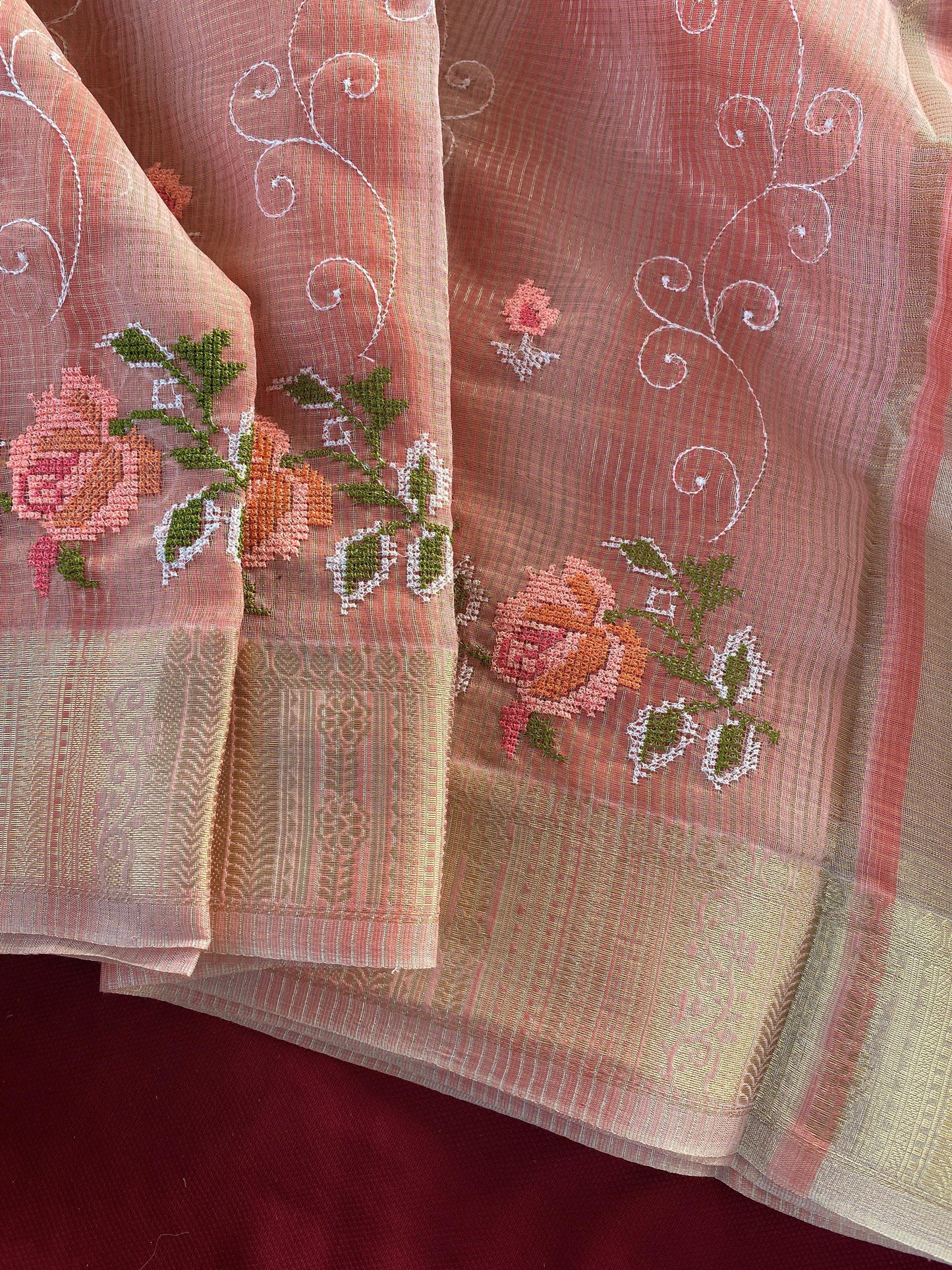 Kota budget Embroidery jequard border sarees