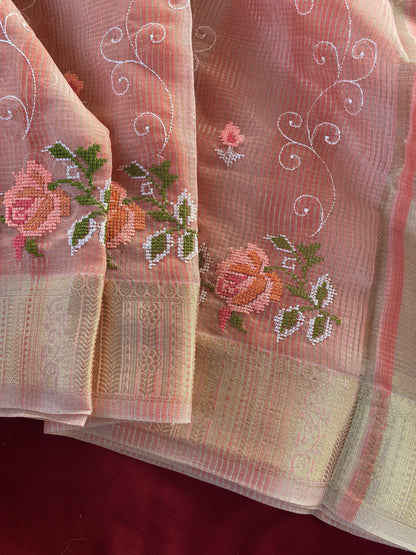 Kota budget Embroidery jequard border sarees