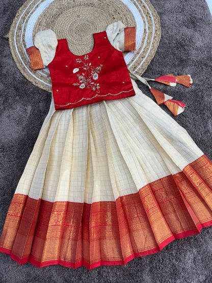 Kids cute Sravanamasam special semi Pavada sets