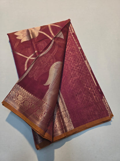 Banarasi mul cotton silk jaal pattern sarees